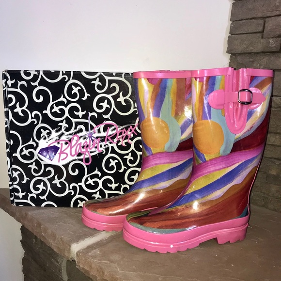 5🌟Rated! Blazing Roxx Splash Print Rain Boots - Picture 2 of 7